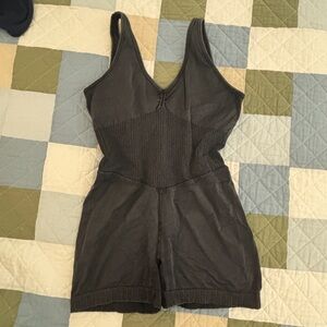 aerie Black Ribbed Knit Romper Jumpsuit